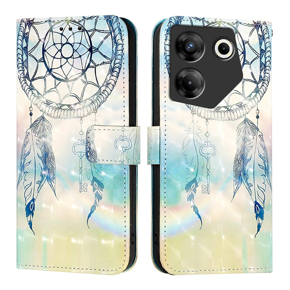 Tecno Camon 20 Pro 5G Leather Flip Phone Case with 3D Painted Design, Card Holder, Wallet & Stand Function - Durable Protection & Easy Access