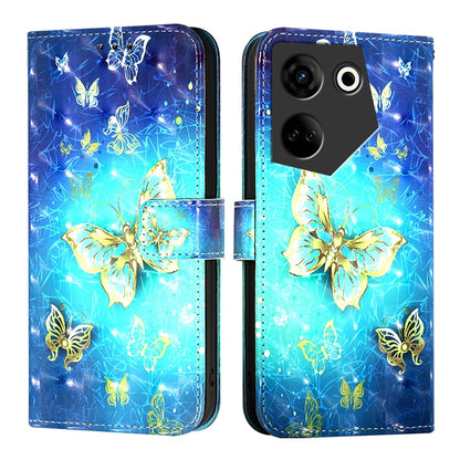 Tecno 20 Pro 4G Leather Flip Phone Case with 3D Painted Design, Card Holder, Wallet & Stand Function - Durable Protection & Easy Access