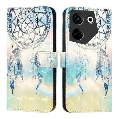 Tecno 20 Pro 4G Leather Flip Phone Case with 3D Painted Design, Card Holder, Wallet & Stand Function - Durable Protection & Easy Access