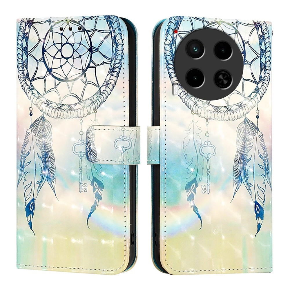 Tecno Camon 30 4G/5G Leather Flip Phone Case with 3D Painted Design, Card Holder, Wallet & Stand Function - Durable Protection & Easy Access