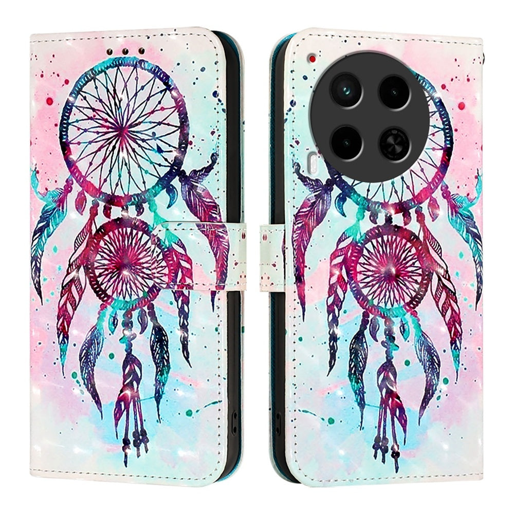 Tecno Camon 30 4G/5G Leather Flip Phone Case with 3D Painted Design, Card Holder, Wallet & Stand Function - Durable Protection & Easy Access