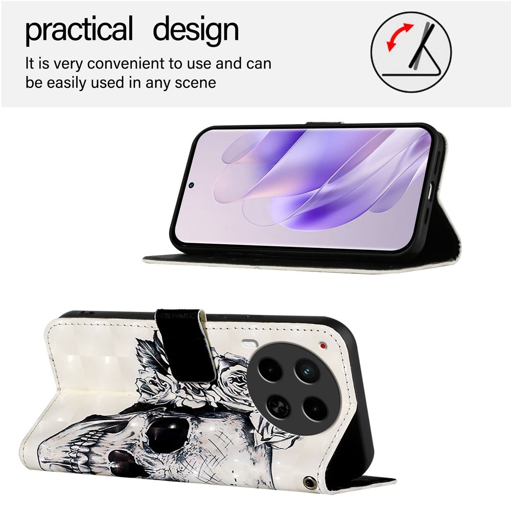 Tecno Camon 30 4G/5G Leather Flip Phone Case with 3D Painted Design, Card Holder, Wallet & Stand Function - Durable Protection & Easy Access