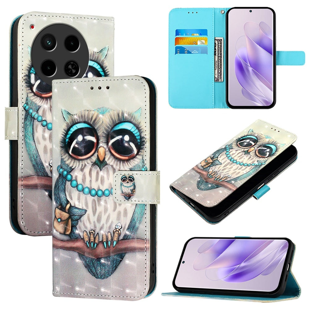 Tecno Camon 30 4G/5G Leather Flip Phone Case with 3D Painted Design, Card Holder, Wallet & Stand Function - Durable Protection & Easy Access