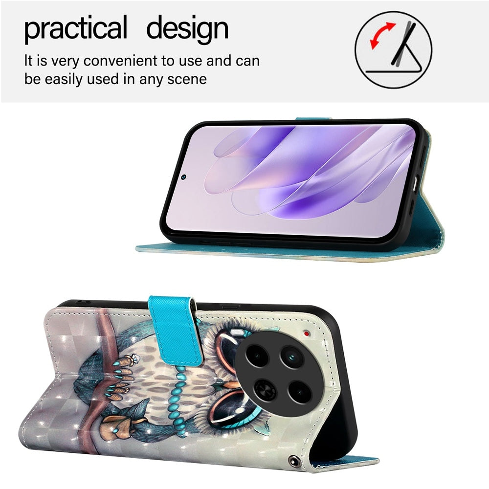 Tecno Camon 30 4G/5G Leather Flip Phone Case with 3D Painted Design, Card Holder, Wallet & Stand Function - Durable Protection & Easy Access