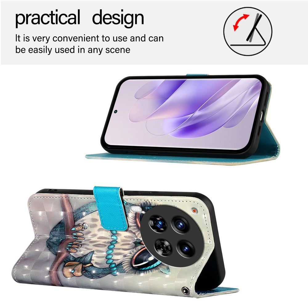 Tecno Camon 30 Premier Leather Flip Phone Case with 3D Painted Design, Card Holder, Wallet & Stand Function - Durable Protection & Easy Access