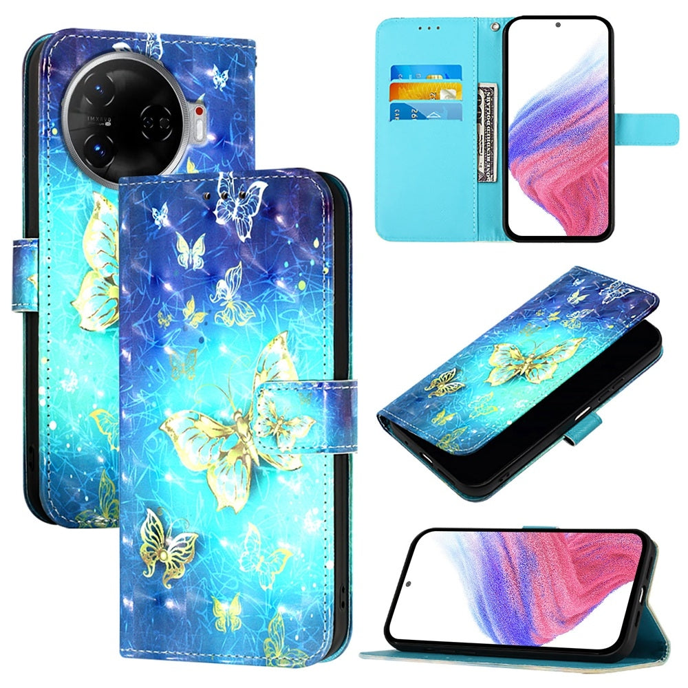 Tecno Camon 30 Pro Leather Flip Phone Case with 3D Painted Design, Card Holder, Wallet & Stand Function - Durable Protection & Easy Access