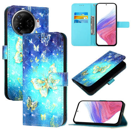 Tecno Camon 30 Pro Leather Flip Phone Case with 3D Painted Design, Card Holder, Wallet & Stand Function - Durable Protection & Easy Access