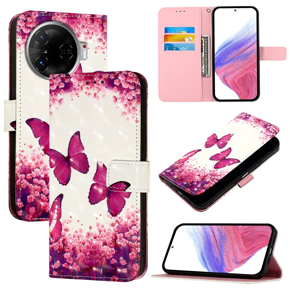 Tecno Camon 30 Pro Leather Flip Phone Case with 3D Painted Design, Card Holder, Wallet & Stand Function - Durable Protection & Easy Access