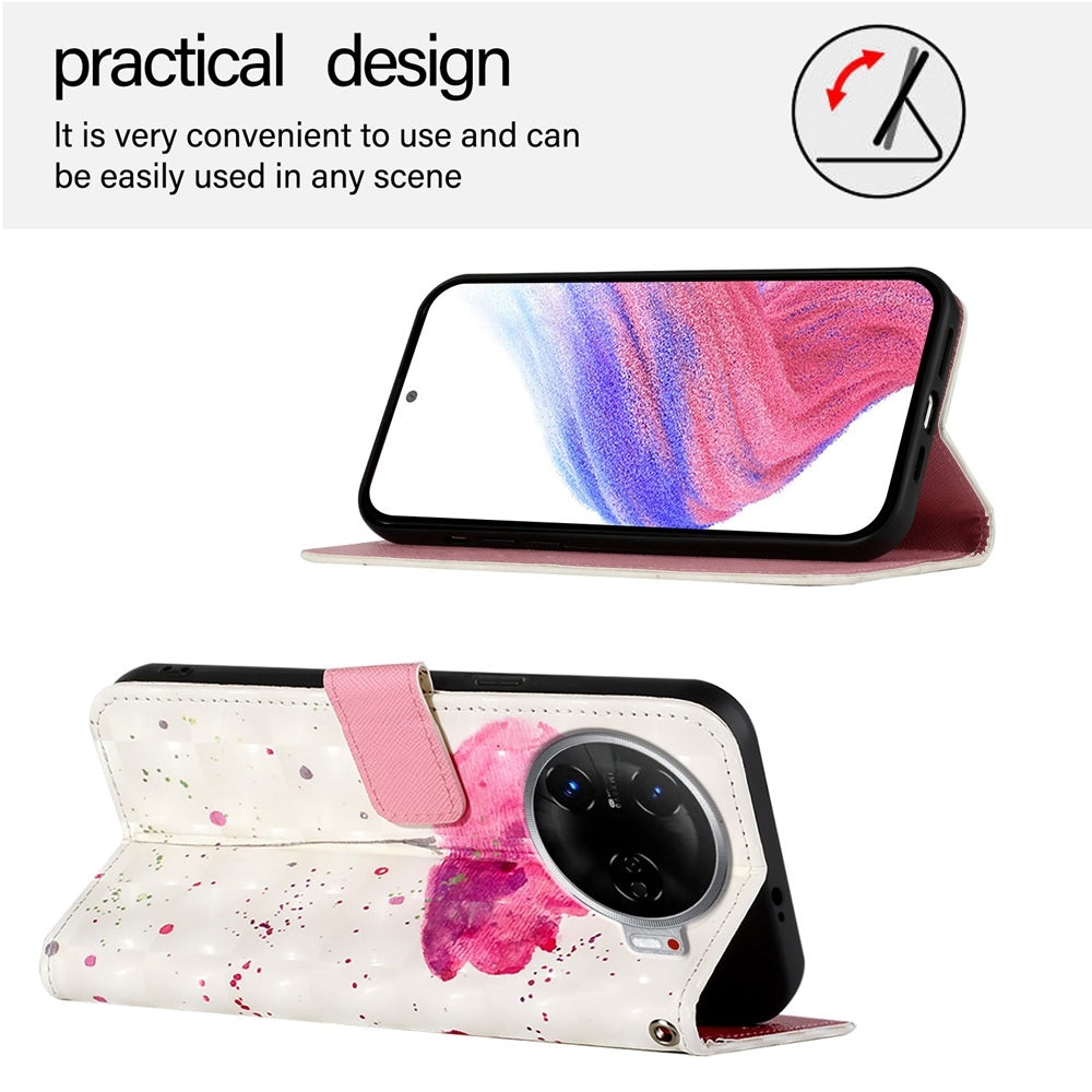 Tecno Camon 30 Pro Leather Flip Phone Case with 3D Painted Design, Card Holder, Wallet & Stand Function - Durable Protection & Easy Access
