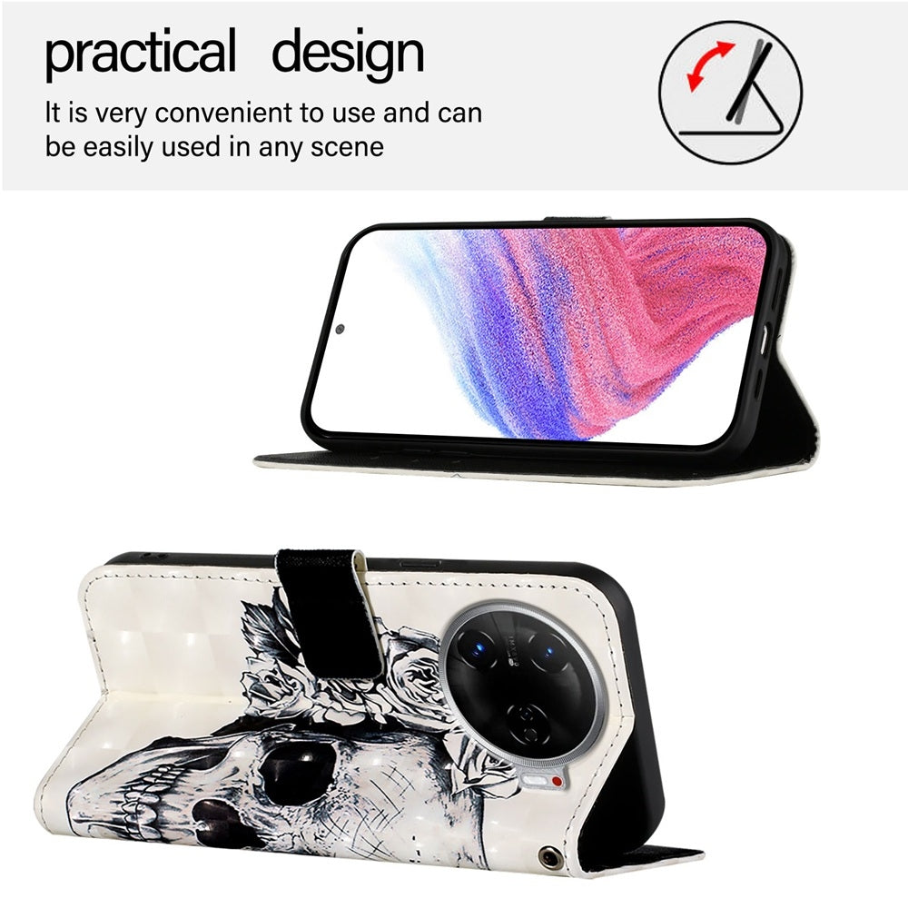 Tecno Camon 30 Pro Leather Flip Phone Case with 3D Painted Design, Card Holder, Wallet & Stand Function - Durable Protection & Easy Access