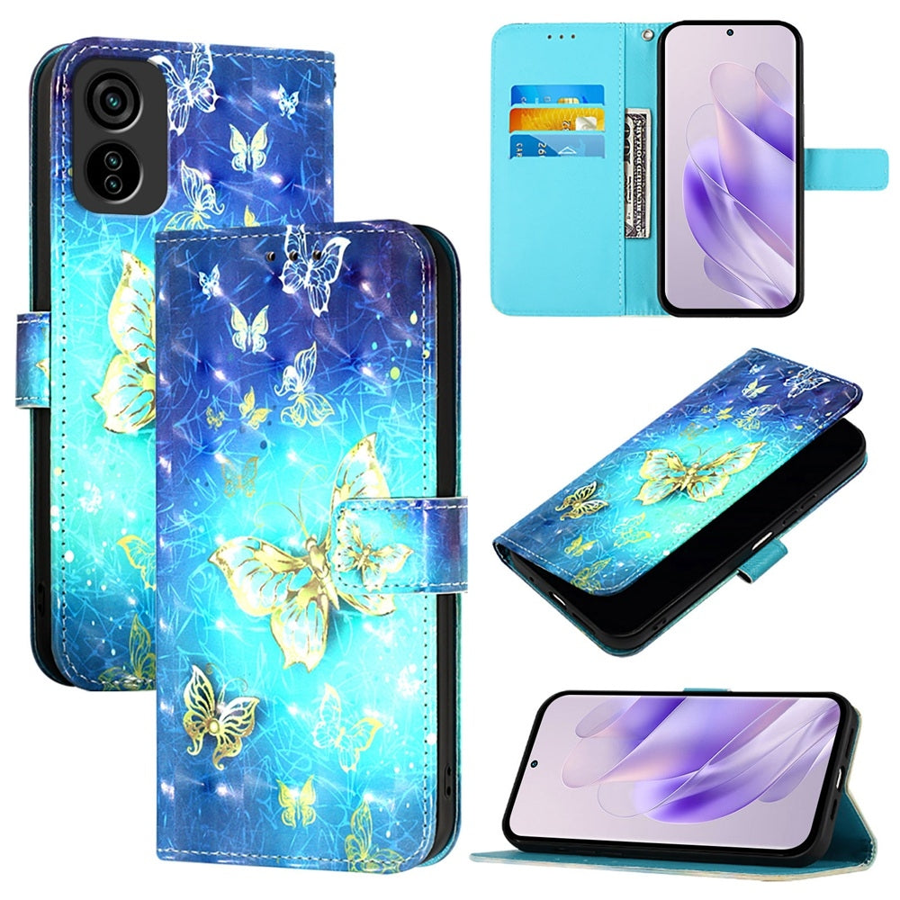 Tecno Pop 6C Leather Flip Phone Case with 3D Painted Design, Card Holder, Wallet & Stand Function - Durable Protection & Easy Access