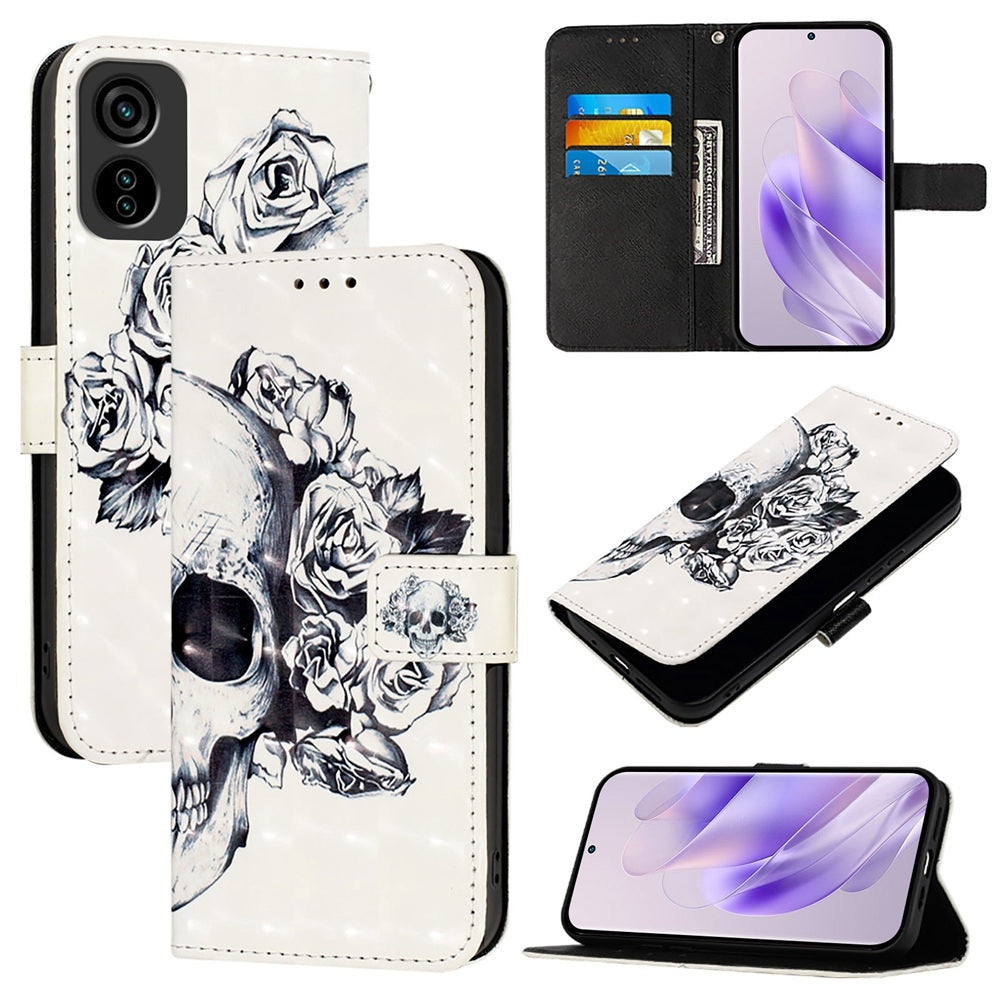 Tecno Pop 6C Leather Flip Phone Case with 3D Painted Design, Card Holder, Wallet & Stand Function - Durable Protection & Easy Access