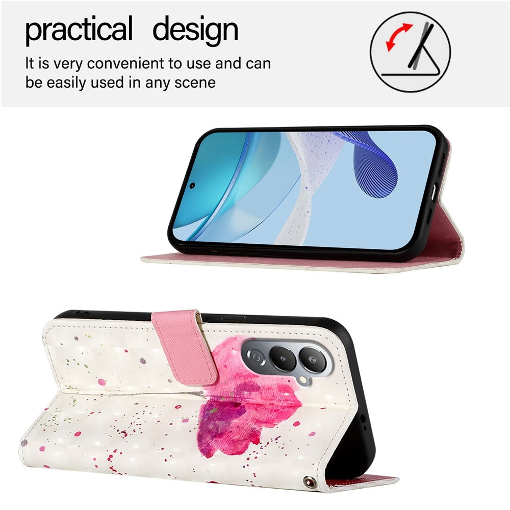 Tecno Pova 4 Leather Flip Phone Case with 3D Painted Design, Card Holder, Wallet & Stand Function - Durable Protection & Easy Access