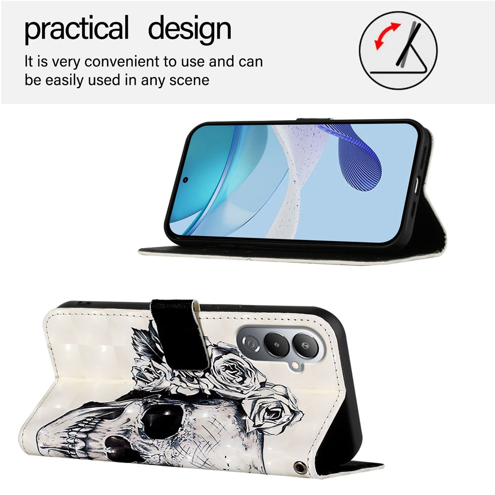 Tecno Pova 4 Leather Flip Phone Case with 3D Painted Design, Card Holder, Wallet & Stand Function - Durable Protection & Easy Access