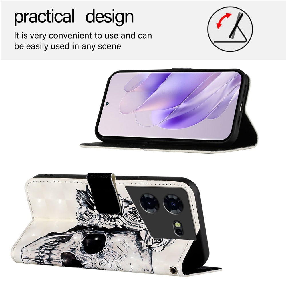 Tecno Pova 5 4G Leather Flip Phone Case with 3D Painted Design, Card Holder, Wallet & Stand Function - Durable Protection & Easy Access