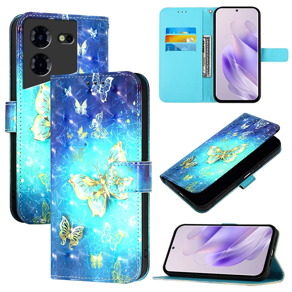 Tecno Pova 5 Pro 5G Leather Flip Phone Case with 3D Painted Design, Card Holder, Wallet & Stand Function - Durable Protection & Easy Access