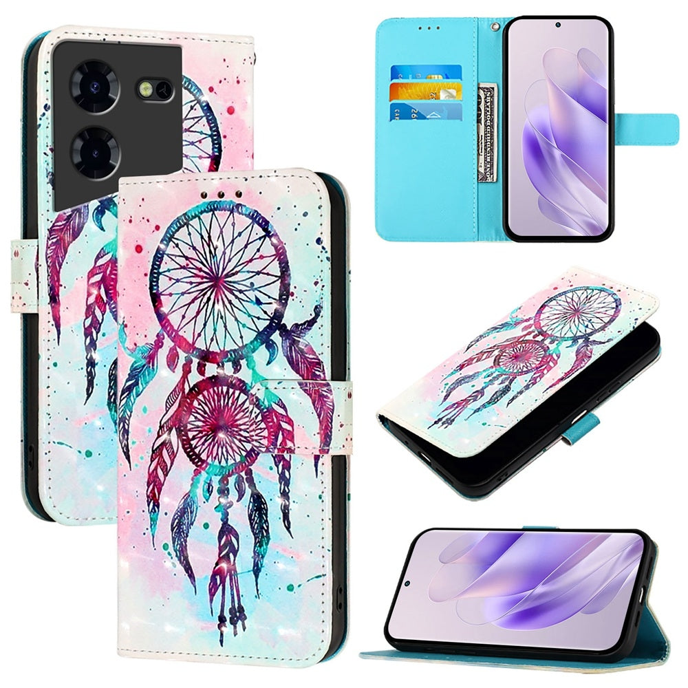 Tecno Pova 5 Pro 5G Leather Flip Phone Case with 3D Painted Design, Card Holder, Wallet & Stand Function - Durable Protection & Easy Access