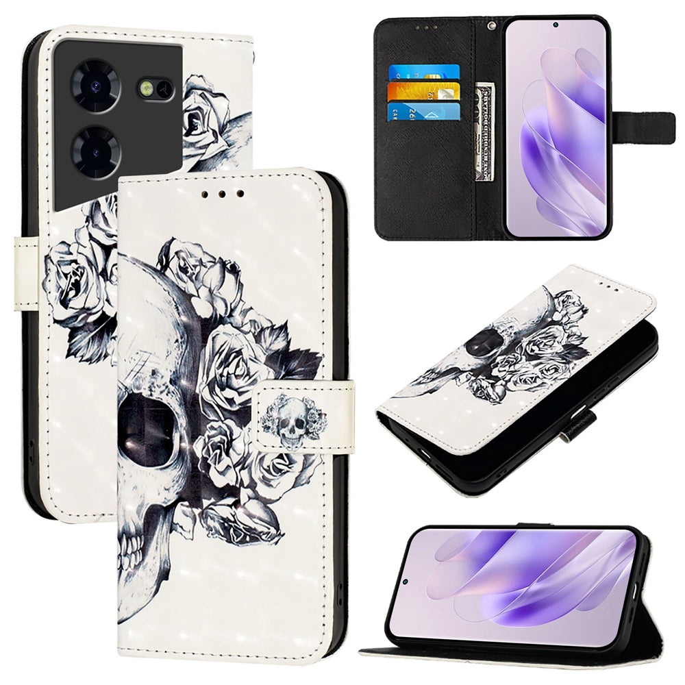 Tecno Pova 5 Pro 5G Leather Flip Phone Case with 3D Painted Design, Card Holder, Wallet & Stand Function - Durable Protection & Easy Access
