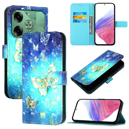 Tecno Pova 6 4G Leather Flip Phone Case with 3D Painted Design, Card Holder, Wallet & Stand Function - Durable Protection & Easy Access