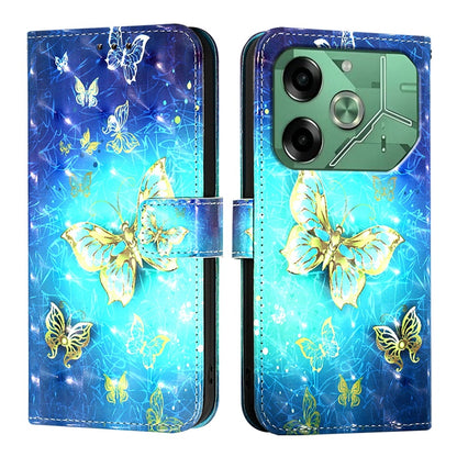 Tecno Pova 6 4G Leather Flip Phone Case with 3D Painted Design, Card Holder, Wallet & Stand Function - Durable Protection & Easy Access