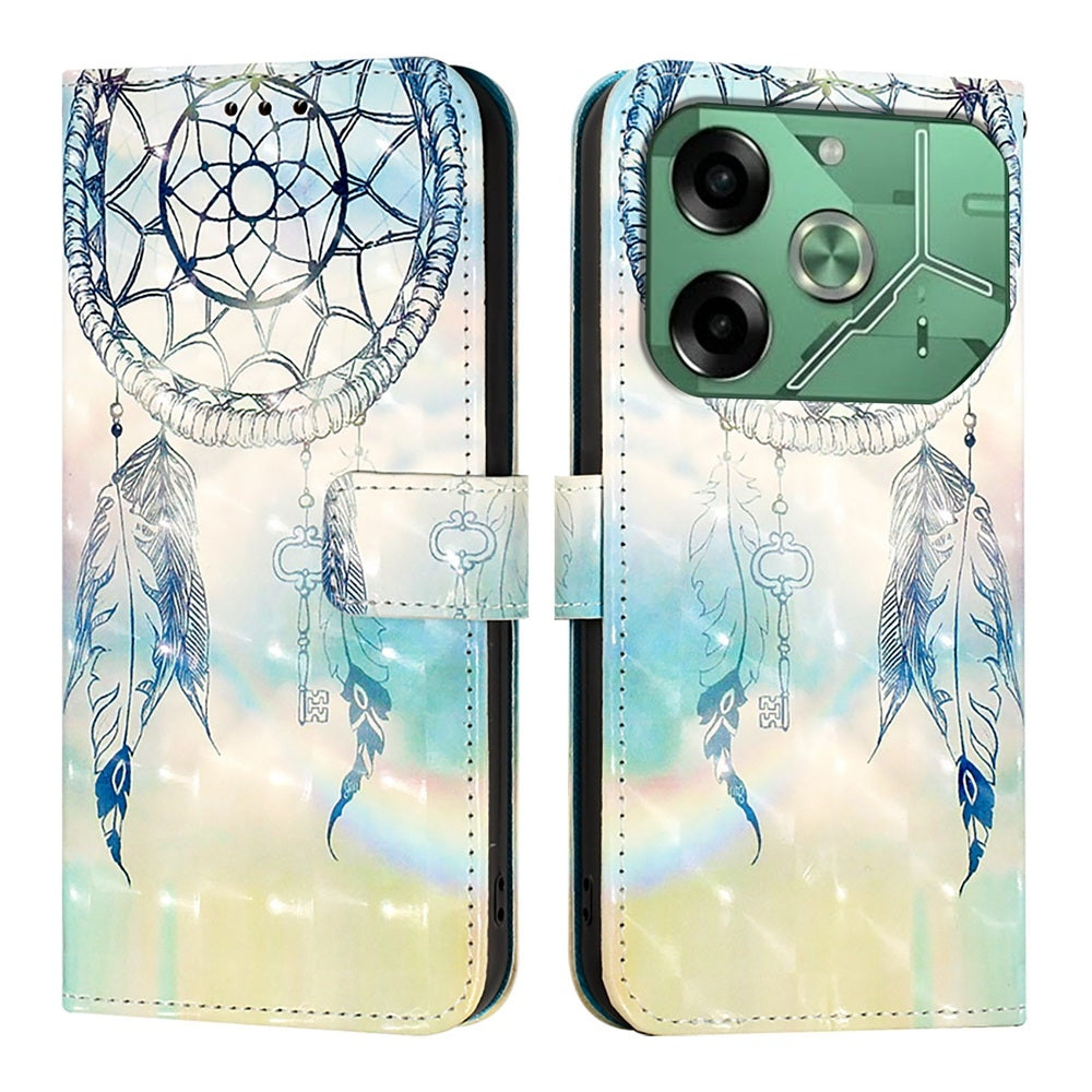 Tecno Pova 6 4G Leather Flip Phone Case with 3D Painted Design, Card Holder, Wallet & Stand Function - Durable Protection & Easy Access