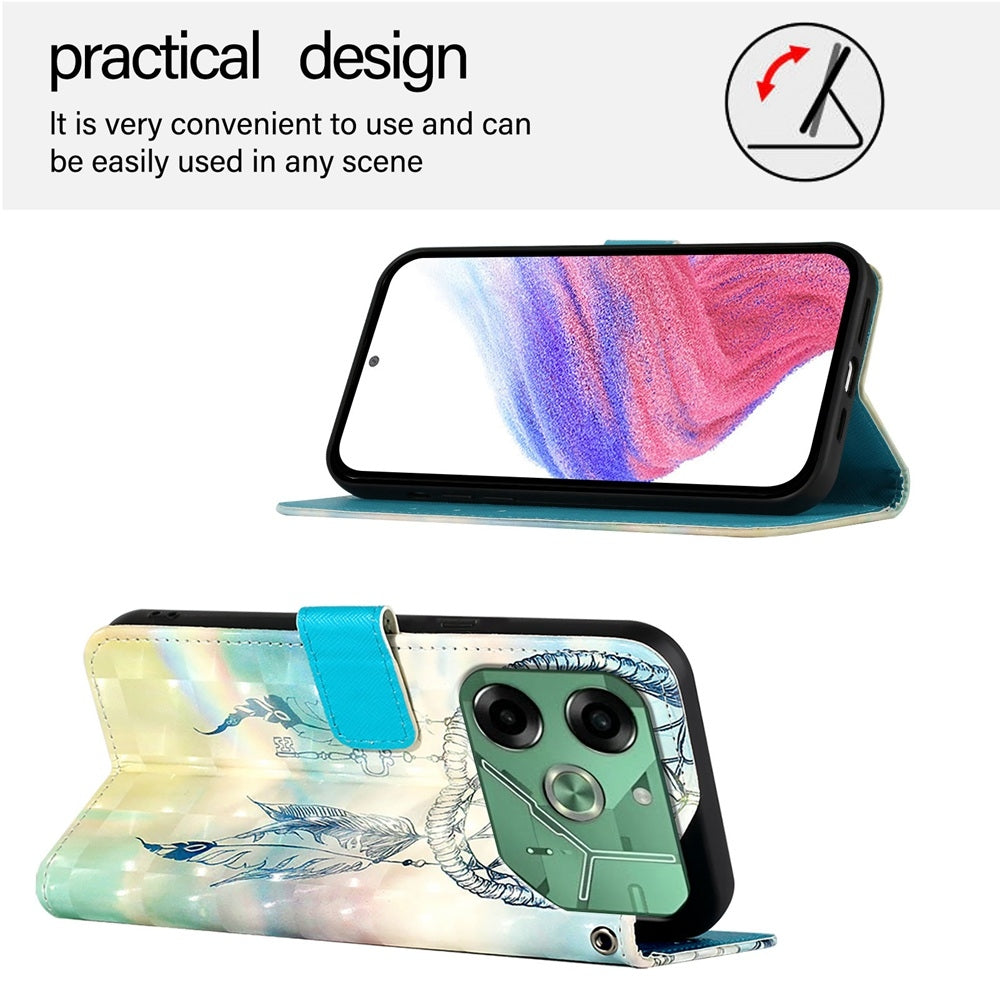 Tecno Pova 6 4G Leather Flip Phone Case with 3D Painted Design, Card Holder, Wallet & Stand Function - Durable Protection & Easy Access