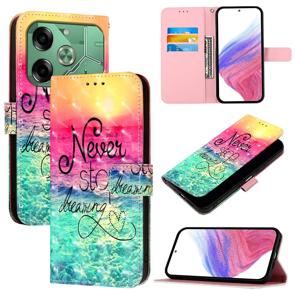 Tecno Pova 6 4G Leather Flip Phone Case with 3D Painted Design, Card Holder, Wallet & Stand Function - Durable Protection & Easy Access