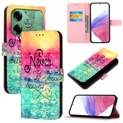 Tecno Pova 6 4G Leather Flip Phone Case with 3D Painted Design, Card Holder, Wallet & Stand Function - Durable Protection & Easy Access