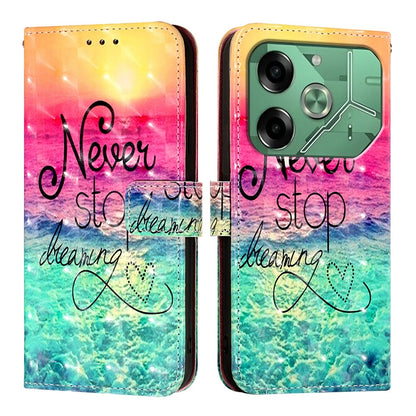 Tecno Pova 6 4G Leather Flip Phone Case with 3D Painted Design, Card Holder, Wallet & Stand Function - Durable Protection & Easy Access