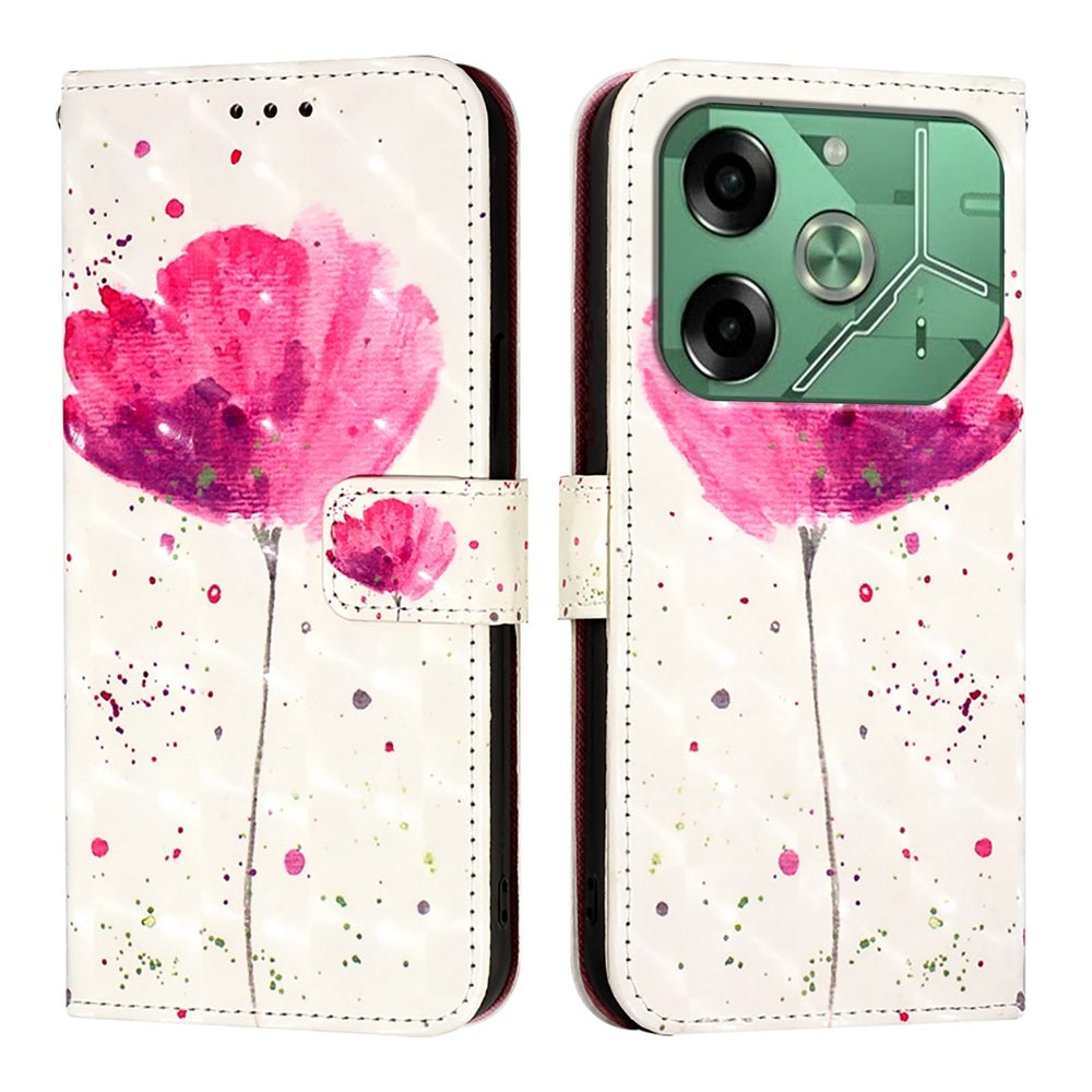 Tecno Pova 6 4G Leather Flip Phone Case with 3D Painted Design, Card Holder, Wallet & Stand Function - Durable Protection & Easy Access