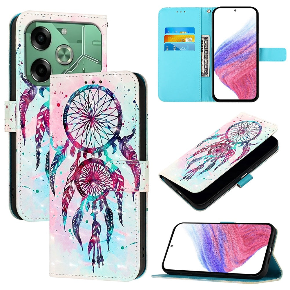 Tecno Pova 6 4G Leather Flip Phone Case with 3D Painted Design, Card Holder, Wallet & Stand Function - Durable Protection & Easy Access