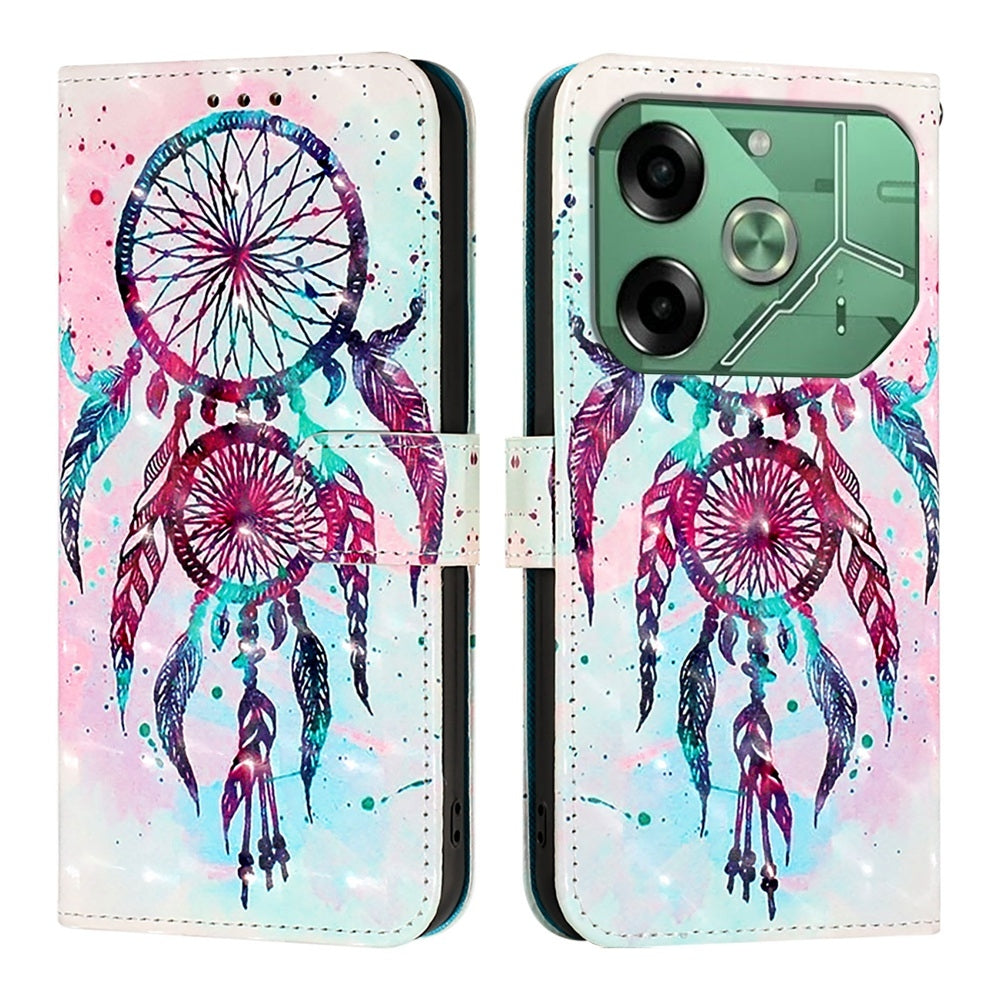 Tecno Pova 6 4G Leather Flip Phone Case with 3D Painted Design, Card Holder, Wallet & Stand Function - Durable Protection & Easy Access