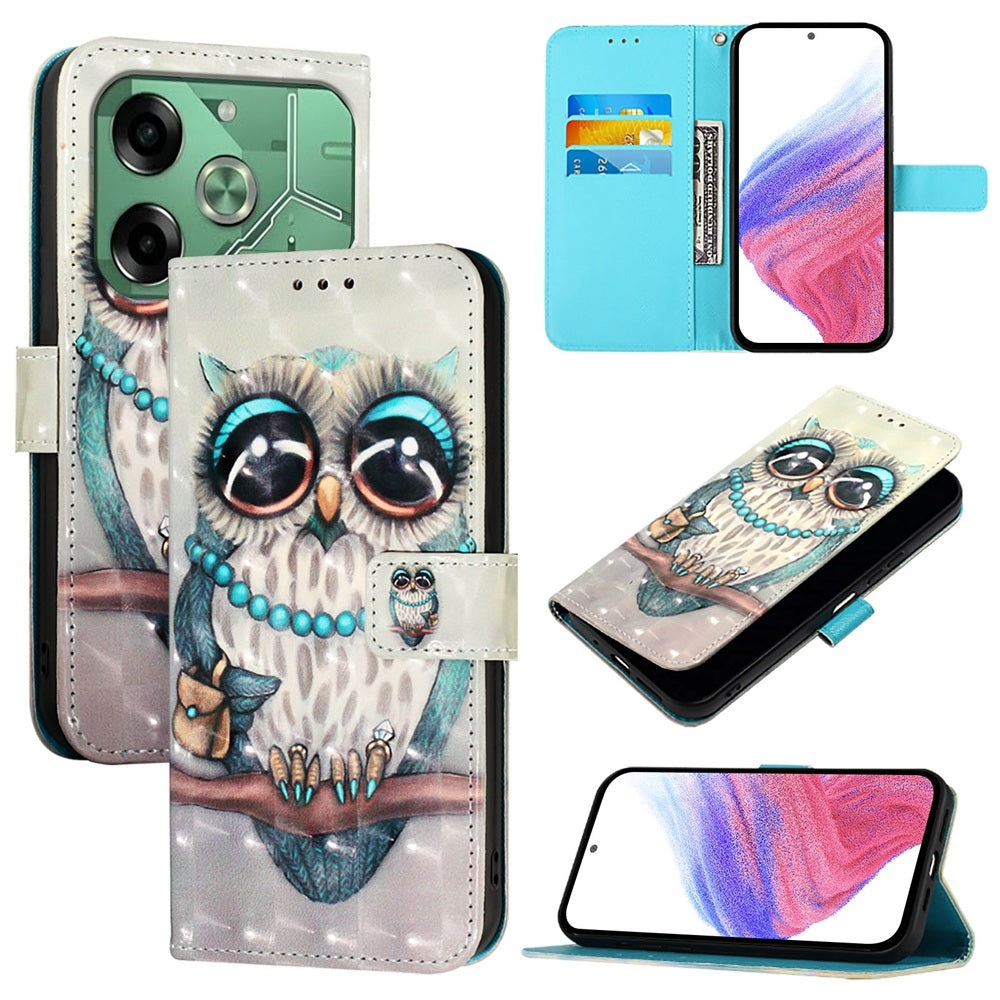 Tecno Pova 6 4G Leather Flip Phone Case with 3D Painted Design, Card Holder, Wallet & Stand Function - Durable Protection & Easy Access