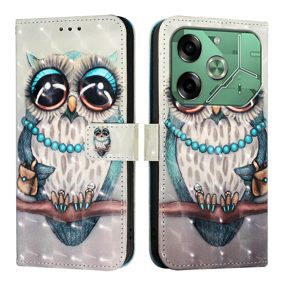 Tecno Pova 6 4G Leather Flip Phone Case with 3D Painted Design, Card Holder, Wallet & Stand Function - Durable Protection & Easy Access