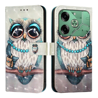 Tecno Pova 6 4G Leather Flip Phone Case with 3D Painted Design, Card Holder, Wallet & Stand Function - Durable Protection & Easy Access