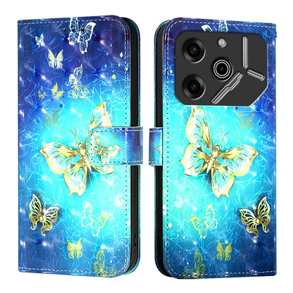 Tecno Pova 6 Pro Leather Flip Phone Case with 3D Painted Design, Card Holder, Wallet & Stand Function - Durable Protection & Easy Access