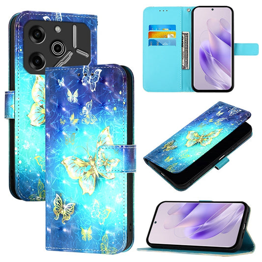 Tecno Pova 6 Pro Leather Flip Phone Case with 3D Painted Design, Card Holder, Wallet & Stand Function - Durable Protection & Easy Access