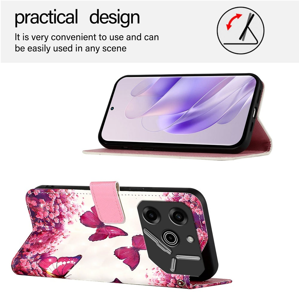 Tecno Pova 6 5G Leather Flip Phone Case with 3D Painted Design, Card Holder, Wallet & Stand Function - Durable Protection & Easy Access