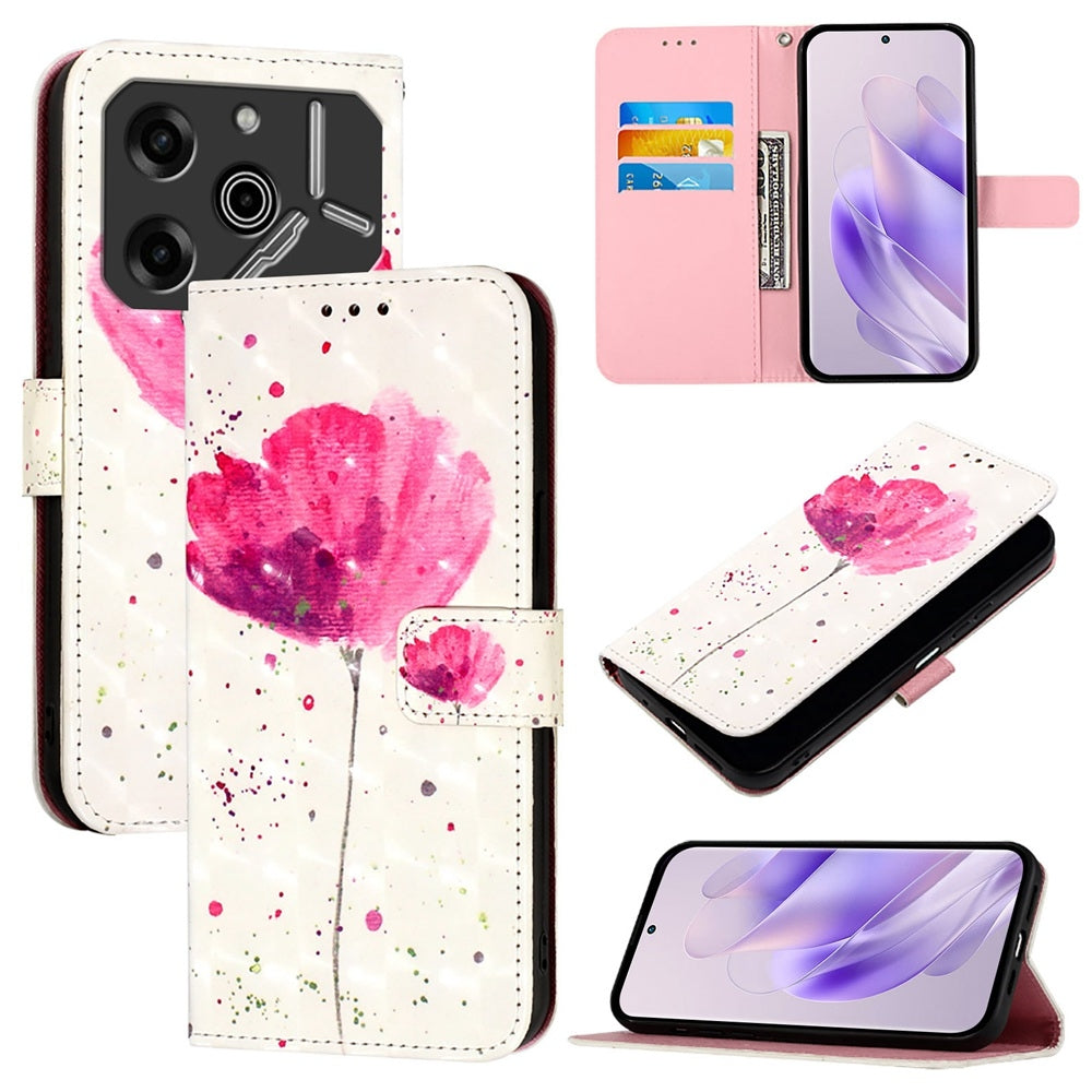 Tecno Pova 6 5G Leather Flip Phone Case with 3D Painted Design, Card Holder, Wallet & Stand Function - Durable Protection & Easy Access