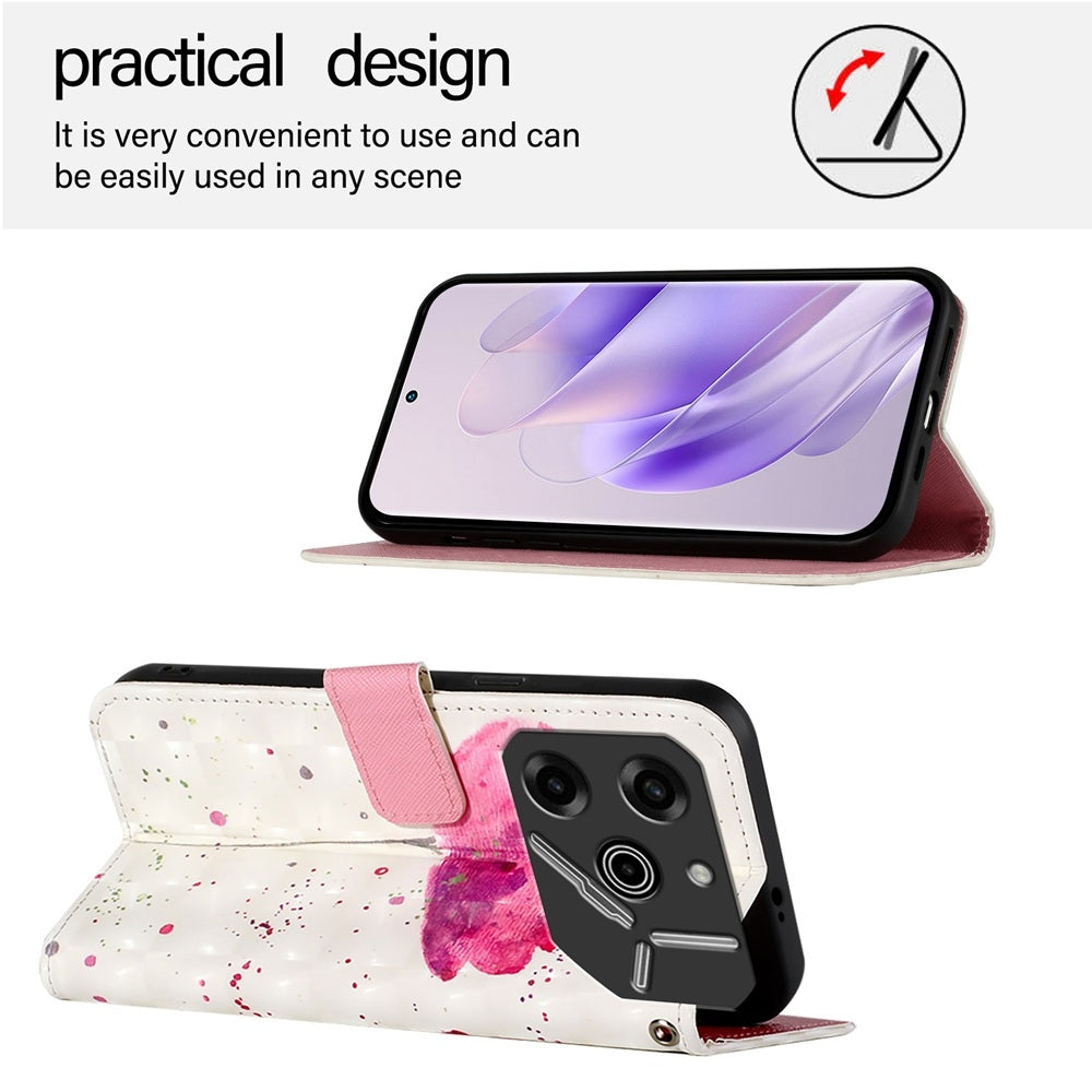 Tecno Pova 6 Pro Leather Flip Phone Case with 3D Painted Design, Card Holder, Wallet & Stand Function - Durable Protection & Easy Access