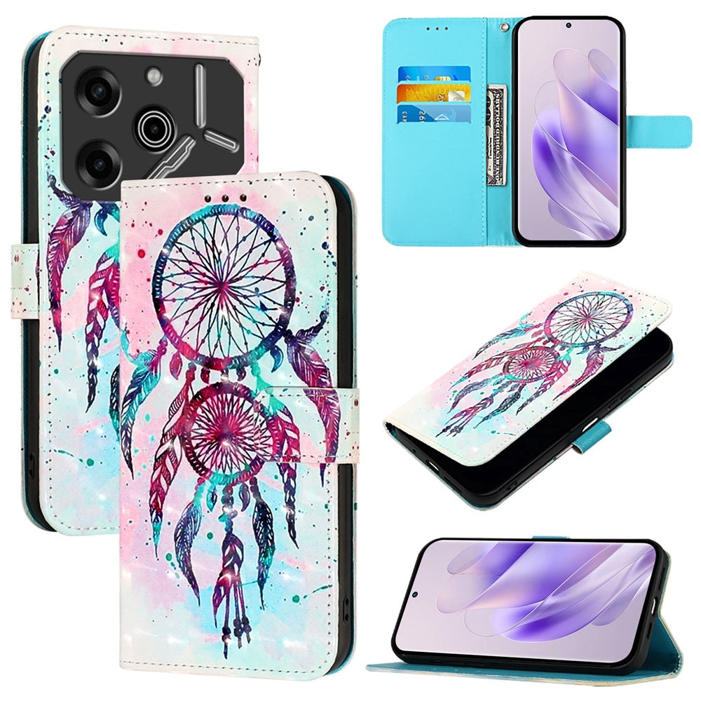 Tecno Pova 6 5G Leather Flip Phone Case with 3D Painted Design, Card Holder, Wallet & Stand Function - Durable Protection & Easy Access