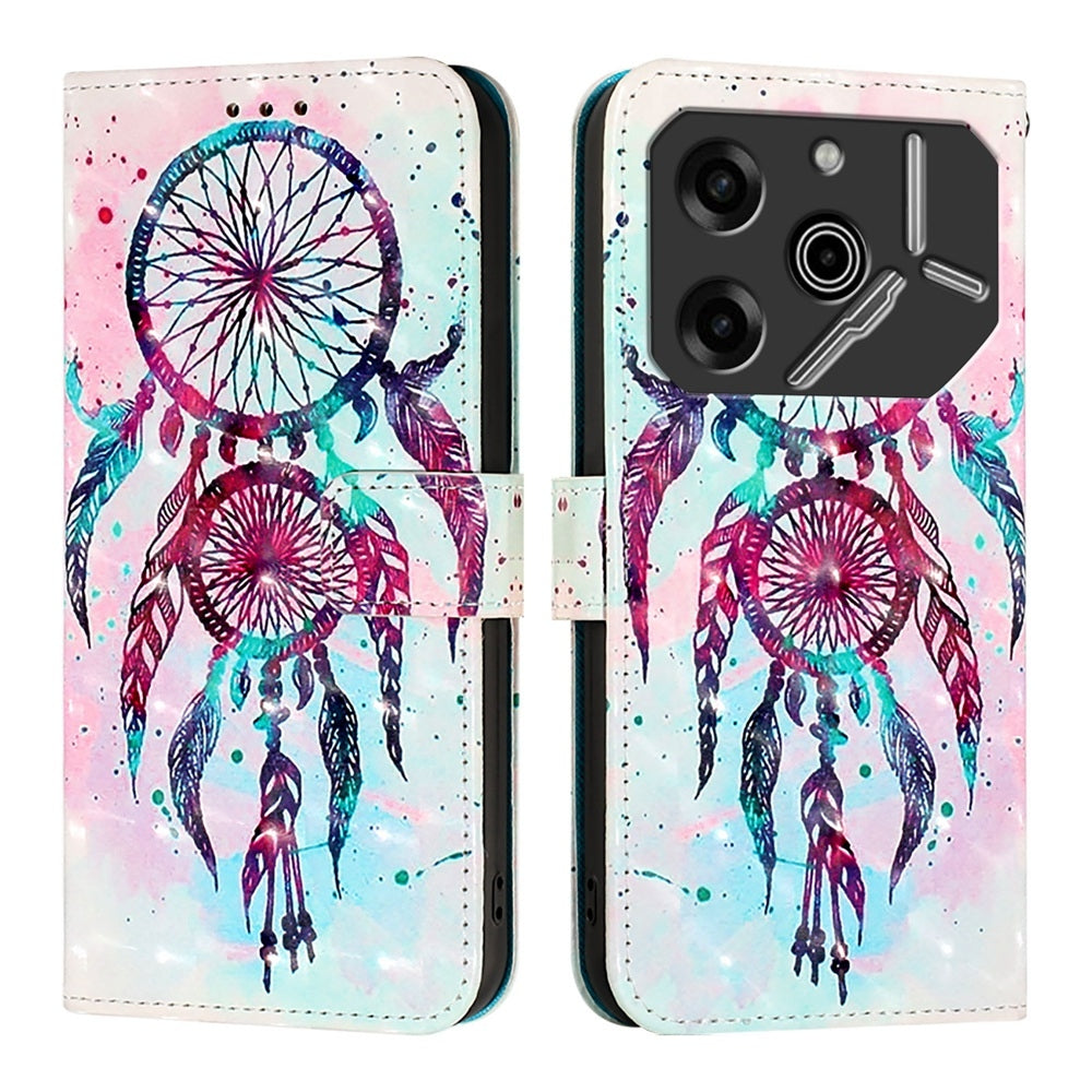 Tecno Pova 6 Pro Leather Flip Phone Case with 3D Painted Design, Card Holder, Wallet & Stand Function - Durable Protection & Easy Access