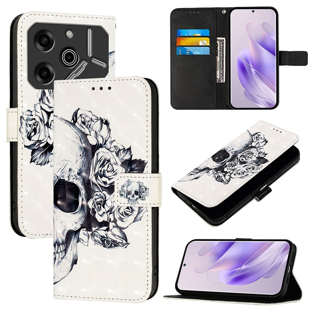 Tecno Pova 6 5G Leather Flip Phone Case with 3D Painted Design, Card Holder, Wallet & Stand Function - Durable Protection & Easy Access