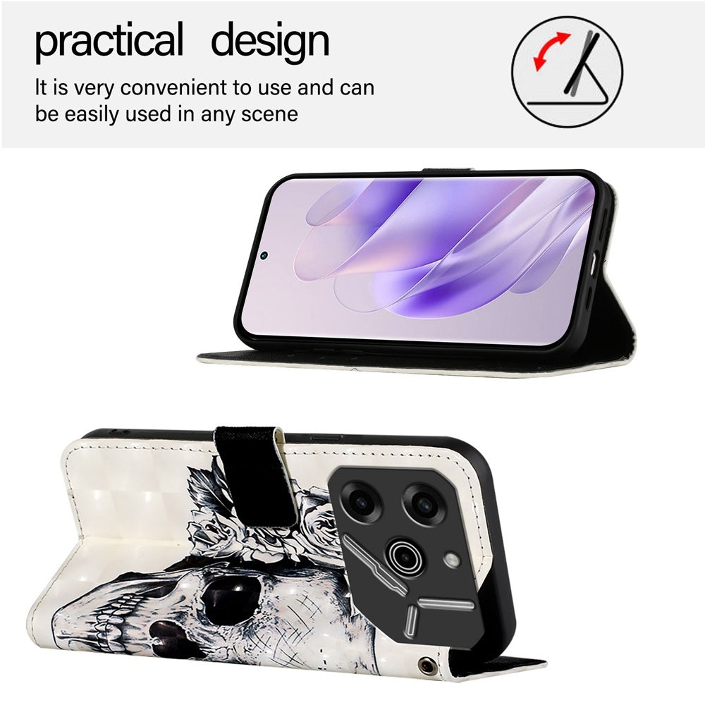 Tecno Pova 6 5G Leather Flip Phone Case with 3D Painted Design, Card Holder, Wallet & Stand Function - Durable Protection & Easy Access