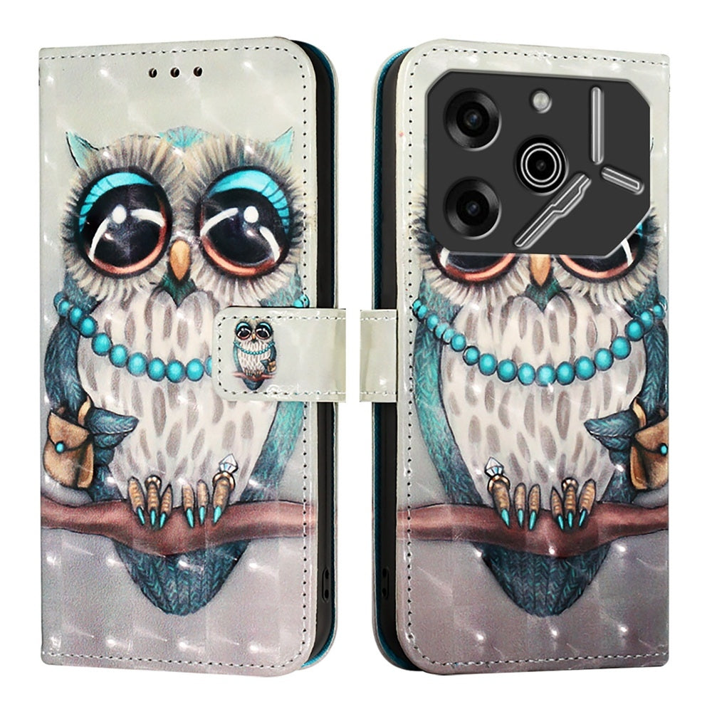Tecno Pova 6 5G Leather Flip Phone Case with 3D Painted Design, Card Holder, Wallet & Stand Function - Durable Protection & Easy Access