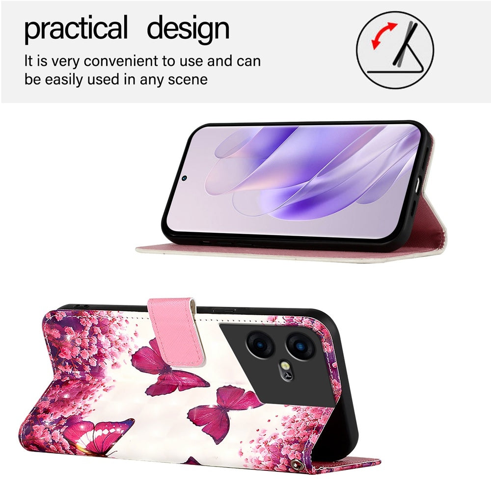 Tecno Pova Neo 3 Leather Flip Phone Case with 3D Painted Design, Card Holder, Wallet & Stand Function - Durable Protection & Easy Access