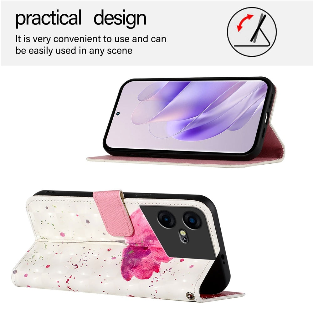 Tecno Pova Neo 3 Leather Flip Phone Case with 3D Painted Design, Card Holder, Wallet & Stand Function - Durable Protection & Easy Access