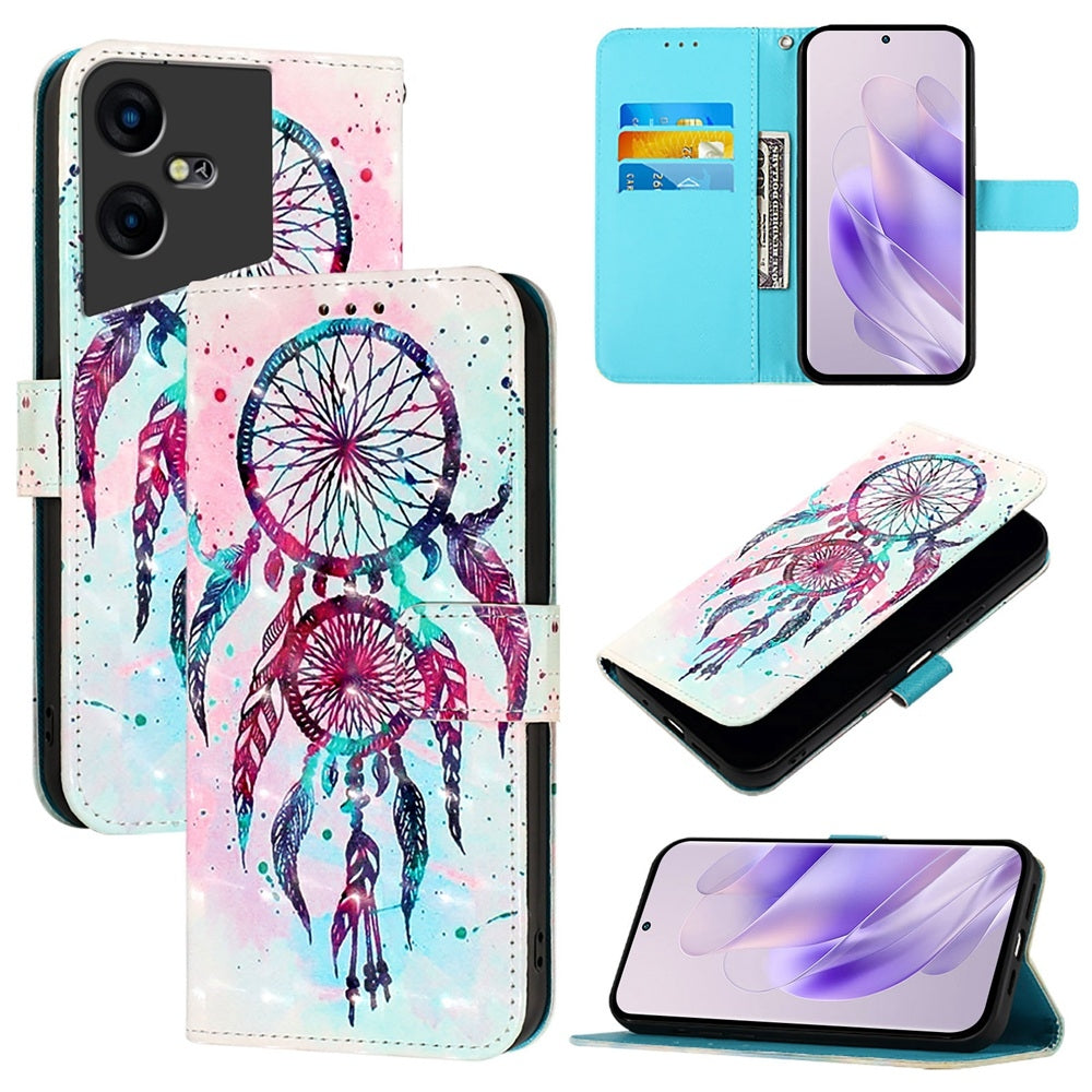 Tecno Pova Neo 3 Leather Flip Phone Case with 3D Painted Design, Card Holder, Wallet & Stand Function - Durable Protection & Easy Access