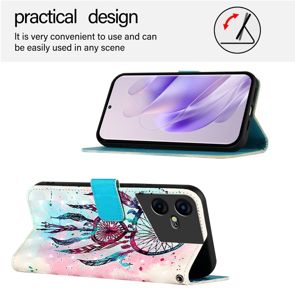 Tecno Pova Neo 3 Leather Flip Phone Case with 3D Painted Design, Card Holder, Wallet & Stand Function - Durable Protection & Easy Access