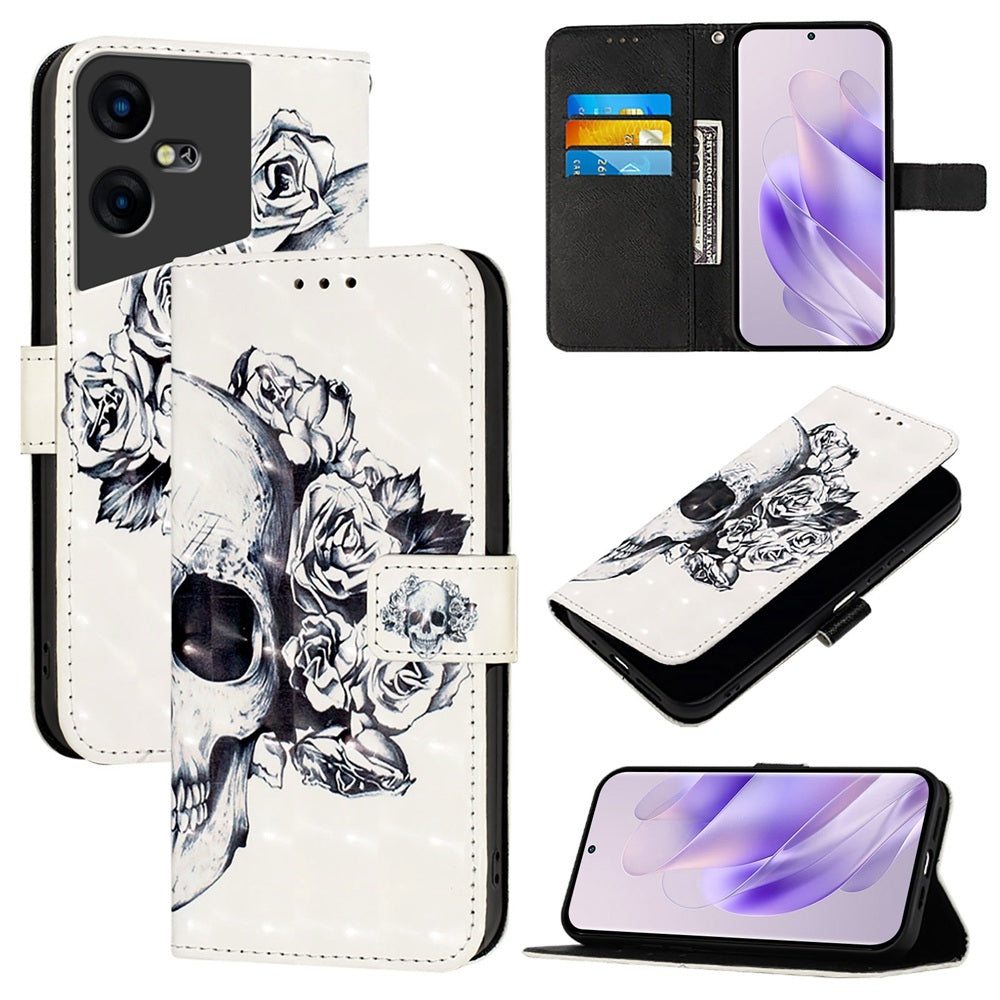 Tecno Pova Neo 3 Leather Flip Phone Case with 3D Painted Design, Card Holder, Wallet & Stand Function - Durable Protection & Easy Access